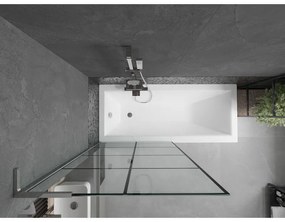 Mexen Next L, 1 szárnyas kádparaván 90 x 150 cm, 6mm átlátszó üveg-fekete mintás, króm profil, 895-090-000-03-77-01