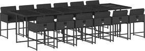 vidaXL 13 részes fekete polyrattan kerti ülőgarnitúra párnákkal