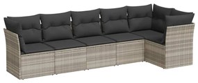 vidaXL 6 részes világosszürke polyrattan kerti ülőgarnitúra párnákkal