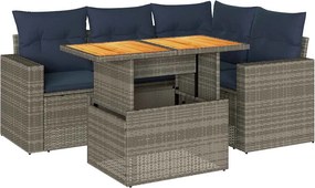 vidaXL 5 részes szürke polyrattan kerti ülőgarnitúra párnákkal