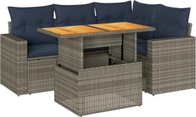 vidaXL 5 részes szürke polyrattan kerti ülőgarnitúra párnákkal