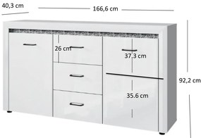 Komód Wanetta (fényes fehér). Akció -17%. 1053375