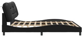 fekete műbőr ágykeret LED-világítással 200x200 cm