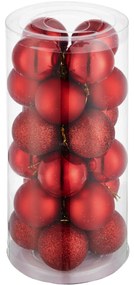 tectake 403320 24 db-os karácsonyi törhetetlen díszkészlet piros színben - piros