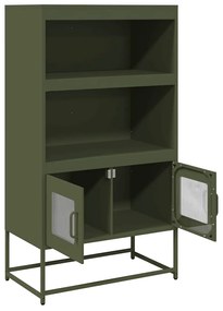 Highboard olívazöld 68x39x123 cm Acél