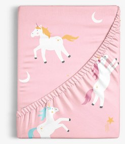 Goldea gyermek pamut gumis lepedő - vidám egyszarvúak 180 x 200 cm