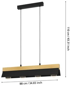 Eglo 900444 - Csillár zsinóron TARRAFO 4xE27/40W/230V