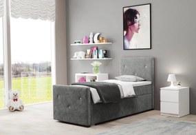 COLITA kárpitozott boxspring ágy + topper, 100x200, riviera 87, jobb