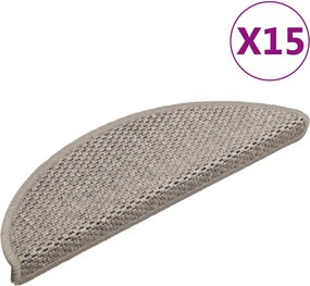 vidaXL 15db szizál hatású ezüst színű öntapadó lépcsőszőnyeg 56x17x3cm