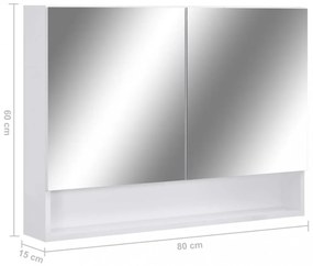 fehér MDF tükrös fürdőszobaszekrény 66 x 17 x 63 cm
