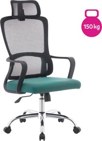 Irodai szék, fekete/zöld/króm, teherbírás 150 kg, RANDY