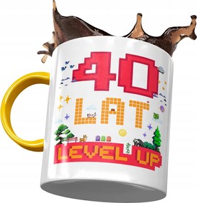 Sárga Bögre Születésnapra 40 40-es 40-es Ajándék Nyomtatott Fotóval