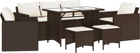 vidaXL 6 részes barna polyrattan kerti ülőgarnitúra párnával