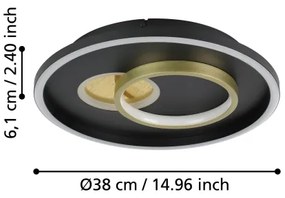 Eglo 901244 - LED Mennyezeti lámpa TIRIOLO 1xLED/14W/230V+1xLED/8,5W fekete/arany