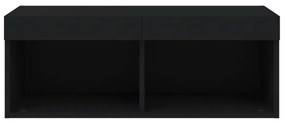 fekete TV-szekrény LED-világítással 80 x 30 x 30 cm