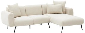 L alakú sarokülőgarnitúra PISA, krémszínű, jobb oldali