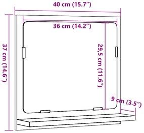antik fa színű szerelt fa tükrös fürdőszobaszekrény 40x11x37 cm