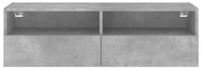 betonszürke szerelt fa fali TV-szekrény 100 x 30 x 30 cm