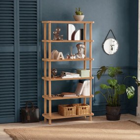 Natúr színű könyvespolc borovi fenyő dekorral 80x168,5 cm Step – Kalune Design