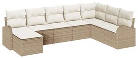 vidaXL Kanapé Szett párnával tárolóval 8 pcs Beige és Fehér polirattan