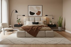 Cloud kárpitozott ágy ágyneműtartóval 180x200 cm - világos bézs Quelle 02 bouclé