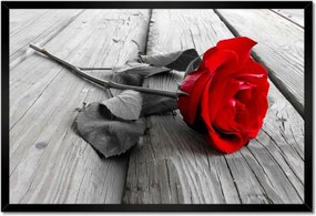 Poszterek keretben 60x40 Vörös rózsa a deszkákon