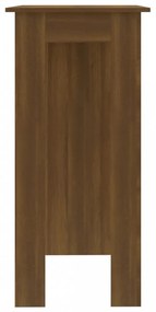 barna tölgy színű szerelt fa bárasztal polccal 102x50x103,5 cm