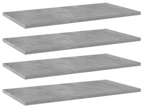 4 db betonszürke forgácslap könyvespolc 60 x 30 x 1,5 cm