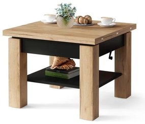 Átalakítható dohányzó/étkezőasztal emelhető asztallappal CALEB Craft tölgy/fekete