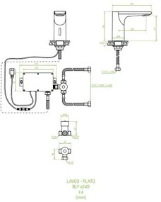 Laveo Plato, érintésmentes mosogató csaptelep külső hőmérséklet szabályozással, szabadon álló, fekete, LAV-BLY_724D