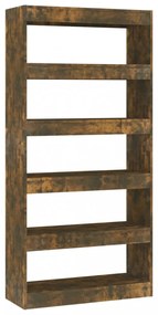 füstös tölgy színű fa könyvszekrény/térelválasztó 80x30x166 cm