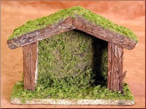 Karácsonyi betlehem mohával 18x8x13cm, 6-7cm magas figurákhoz