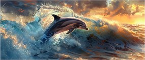 Kép - Delfin, illusztrációk (120x50 cm)