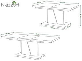 Mazzoni NOIR Fehér Matt/Antracit (Sötétszürke) - MODERN BŐVÍTHETŐ DOHÁNYZÓASZTAL NAPPALIBA