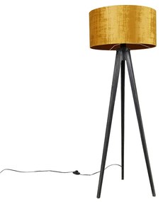 Állólámpa állvány fekete aranyszínű árnyékolóval 50 cm - Tripod Classic