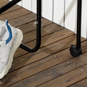 HOMCOM Görgős Ruhatároló Szilárd Ruharúd Kabátállvány 140 Kg Teherbírás 120 x 60 x 170 cm Fekete Acélban | Aosom