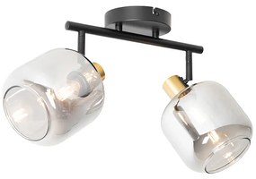 Mennyezeti spotlámpa fekete arannyal és füstüveggel 2-lámpás - Zuzanna