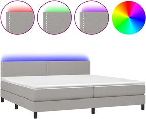 vidaXL világosszürke szövet rugós és LED-es ágy matraccal 200x200 cm