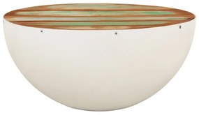 Tál alakú fehér újrahasznosított fa dohányzóasztal Ø50x24 cm