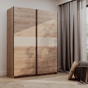 BERNO ruhásszekrény, 150 cm | Jackson hickory tölgy + Kasmír