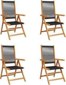 vidaXL 4 db fekete tömör akácfa dönthető kerti szék