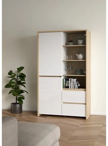 Fehér-natúr színű tálalószekrény tölgyfa dekorral 100x170x48 cm Next – Tvilum