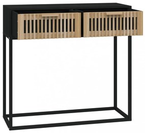 fekete szerelt fa és vas tálalóasztal 80 x 30 x 75 cm