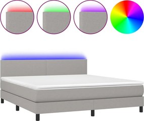vidaXL világosszürke szövet rugós és LED-es ágy matraccal 160x200 cm