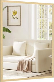 HOMCOM téglalap alakú falitükör, 60 x 80 cm — natúr fa keret | Aosom