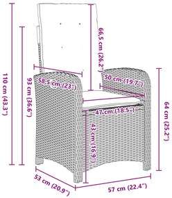 3 darabos kerti étkezőszett párnákkal bézs poly rattan