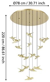 Eglo 390398 - LED Dimmelhető csillár zsinóron PARATEBUENO 17xLED/3W/230V arany