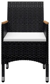 9 részes fekete polyrattan és edzett üveg kerti étkezőszett