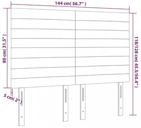 világosszürke szövet LED-es fejtámla 144x5x118/128 cm