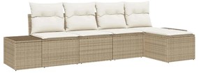 vidaXL Kerti Kanapé Szett párnával 5 pcs Beige és krém polirattan